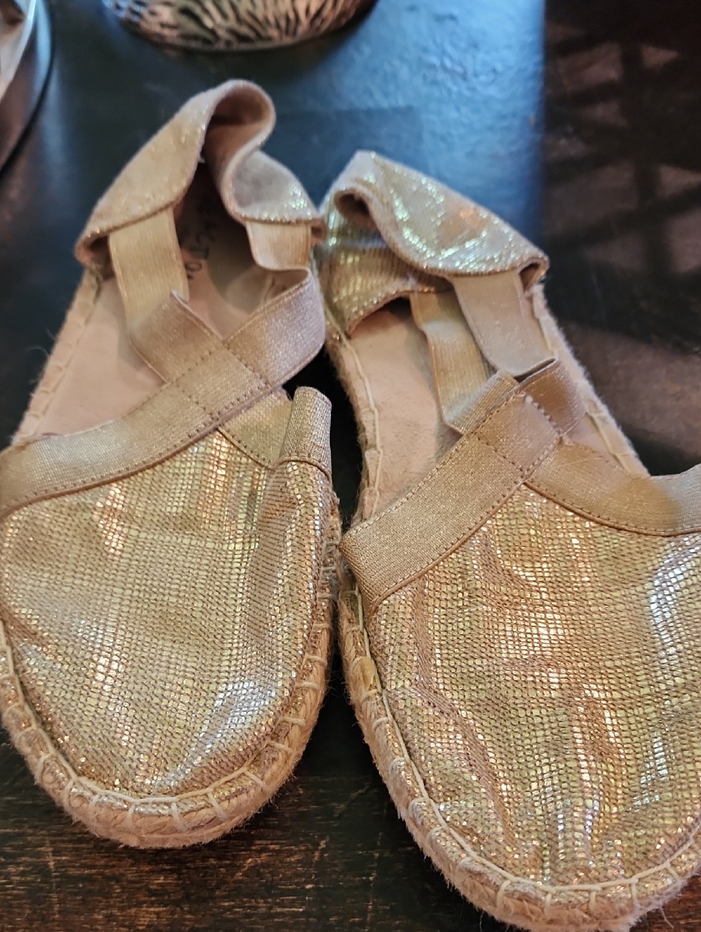 Reaction By Kenneth Cole Metallic Gold  Espadrille Flats with Crisscross Straps